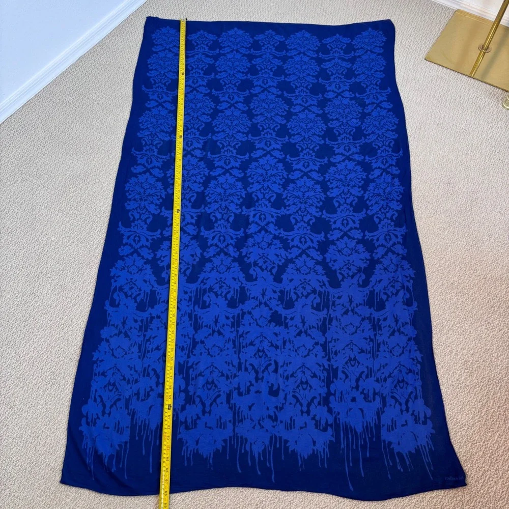 Stella & Dot Cobalt Blue Damask Floral Oversized Scarf Wrap Shawl 68x38